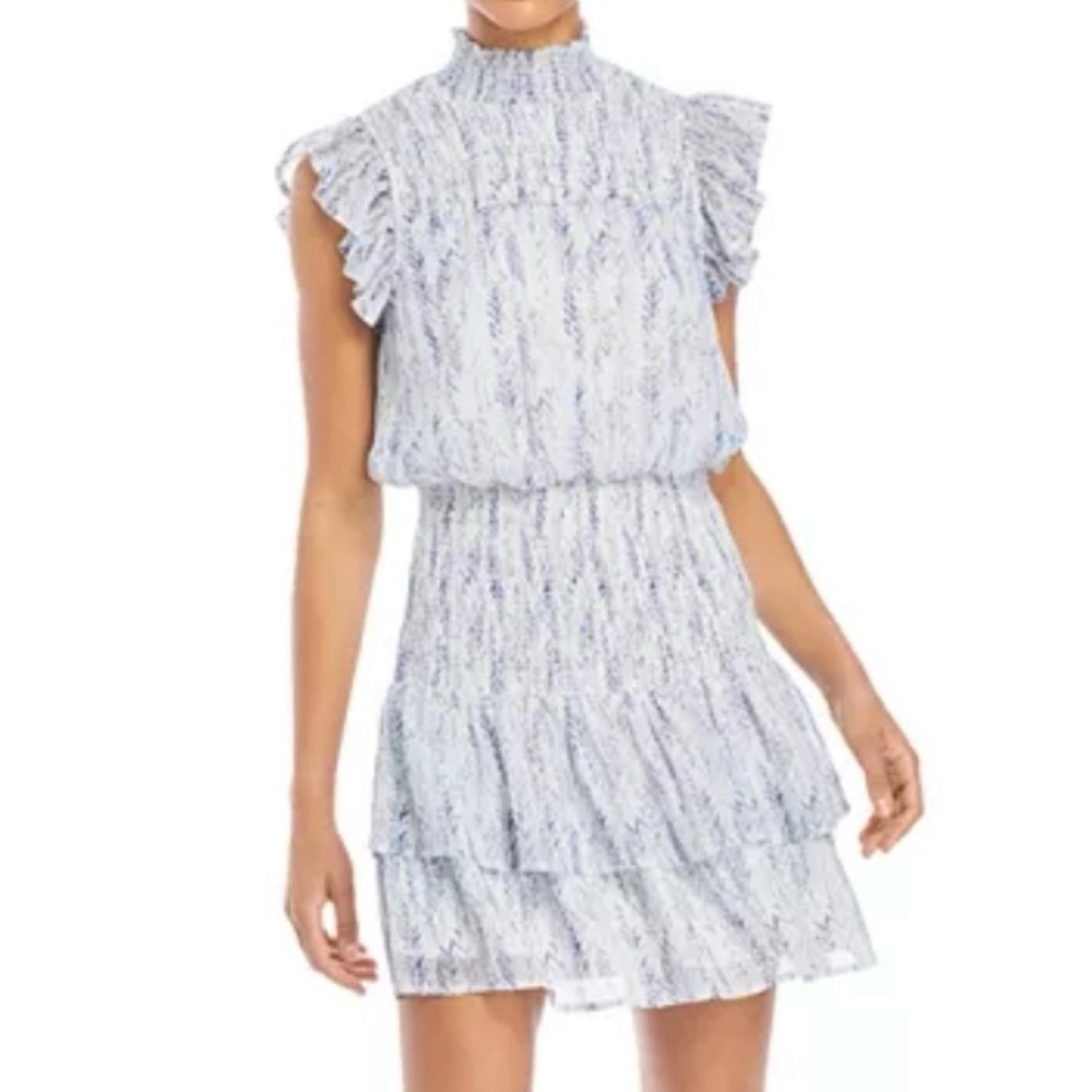 Aqua Light Blue Ruffled Smocked Mini Dress